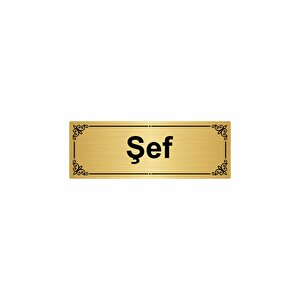 Şef 7x20cm Altın Renk Metal Yönlendirme Levhası