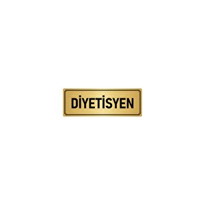 Metal Yönlendirme Levhası, Departman Kapı İsimliği Diyetisyen 5x20 Cm Altın Renk