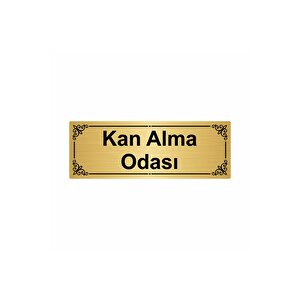 Kan Alma Odası 7x20cm Altın Renk Metal Yönlendirme Levhası