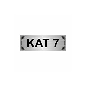 Kat 7  7x20cm Gümüş Renk Metal Yönlendirme Levhası