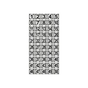 Metal Kapı,masa,dolap Numarası 3,5x3,5cm 50 Adet (1..50) Gümüş Renk Metal
