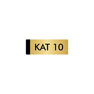 Metal Yönlendirme Levhası, Departman Kapı Isimliği Kat 10 7x20 Cm Altın Renk