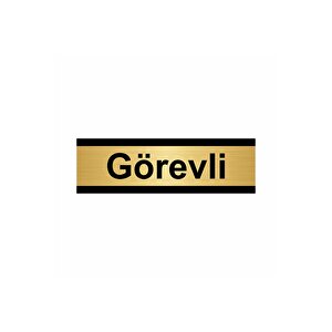Görevli 5x20cm Altın Renk Metal Yönlendirme Levhası