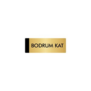 Metal Yönlendirme Levhası, Departman Kapı Isimliği Bodrum Kat 5x20 Cm Altın Renk