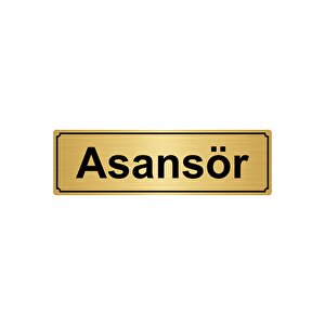 Asansör Yönlendi̇rme Levhasi 7cmx20cm Altin Renk Metal