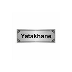 Yatakhane 7x20cm Gümüş Renk Metal Yönlendirme Levhası