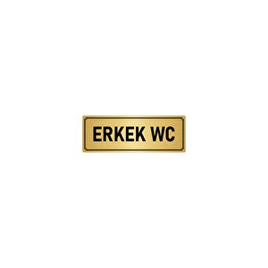 Metal Yönlendirme Levhası, Departman Kapı İsimliği Erkek Wc 5x20 Cm Altın Renk