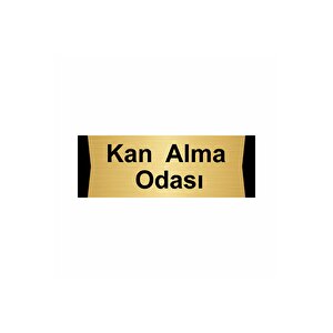 Kan Alma Odası 7x20cm Altın Renk Metal Yönlendirme Levhası