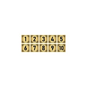 Metal Kapı Masa Dolap Numara Levhası 10x10cm Altın Renk 10 Adet (1…10)