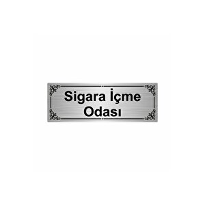 Sigara İçme Odası 7x20cm Gümüş Renk Metal Yönlendirme Levhası