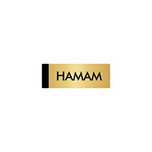 Metal Yönlendirme Levhası, Departman Kapı Isimliği Hamam 5x20 Cm Altın Renk