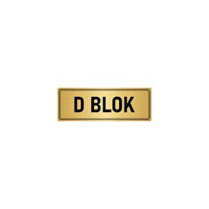Metal Yönlendirme Levhası, Departman Kapı İsimliği D Blok 10x20 Cm Altın Renk