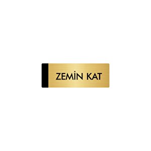 Metal Yönlendirme Levhası, Departman Kapı Isimliği Zemin Kat 5x20 Cm Altın Renk
