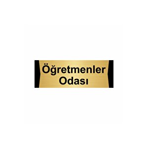 Öğretmenler Odası 7x20cm Altın Renk Metal Yönlendirme Levhası