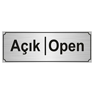 Açik-open Yönlendi̇rme Levhasi 7cmx20cm Gümüş Renk Metal