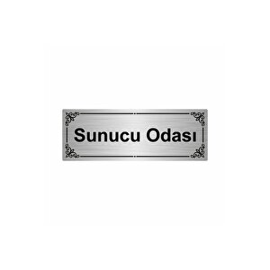 Sunucu Odası 7x20cm Gümüş Renk Metal Yönlendirme Levhası