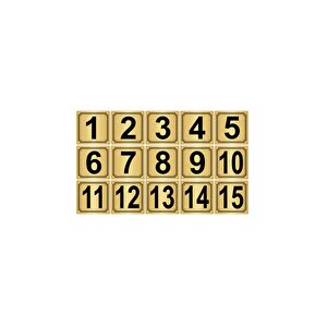 Metal Kapı,masa,dolap Numarası 3,5cmx3,5cm 15 Adet (1..15) Altın Renk Metal