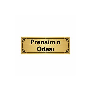 Prensimin Odası 7x20cm Altın Renk Metal Yönlendirme Levhası