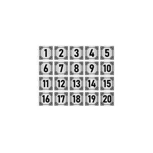 Metal Kapı Masa Dolap Numara Levhası 3,5x3,5cm Gümüş Renk 20 Adet (1…20)
