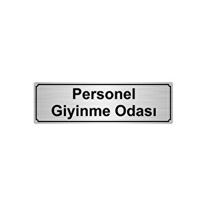 Personel Gi̇yi̇nme Odasi Yönlendi̇rme Levhasi 7cmx20cm Gümüş Renk Metal