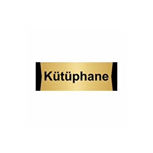 Kütüphane 7x20cm Altın Renk Metal Yönlendirme Levhası