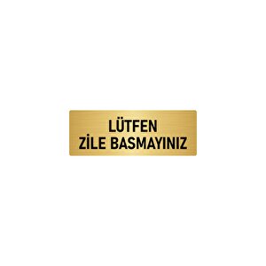 Metal Yönlendirme Levhası, Departman Kapı İsimliği  Lütfen Zile Basmayınız 10x20 Cm Altın Renk