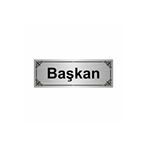 Başkan 7x20cm Gümüş Renk Metal Yönlendirme Levhası