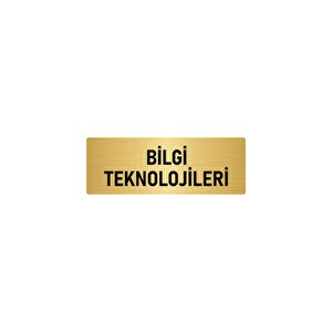 Metal Yönlendirme Levhası, Departman Kapı İsimliği Bilgi Teknolojileri 5x20 Cm Altın Renk