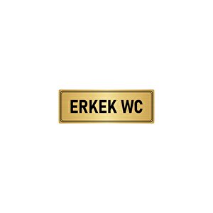 Metal Yönlendirme Levhası, Departman Kapı İsimliği Erkek Wc 5x20 Cm Altın Renk