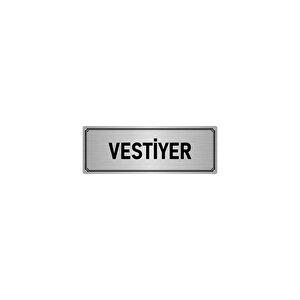 Metal Yönlendirme Levhası, Departman Kapı İsimliği Vestiyer 10x20 Cm Gümüş Renk