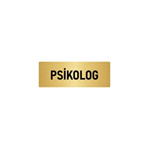 Metal Yönlendirme Levhası, Departman Kapı İsimliği Psikolog 10x20 Cm Altın Renk