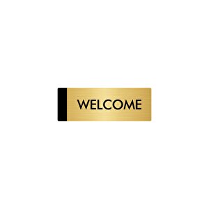 Metal Yönlendirme Levhası, Departman Kapı Isimliği Welcome 7x20 Cm Altın Renk