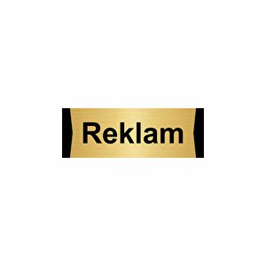 Reklam 7x20cm Altın Renk Metal Yönlendirme Levhası