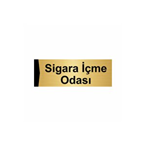 Sigara İçme Odası 5x20cm Altın Renk Metal Yönlendirme Levhası