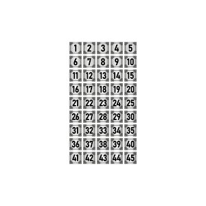 Metal Kapı Masa Dolap Numara Levhası 7x7cm Gümüş Renk 45 Adet (1…45)