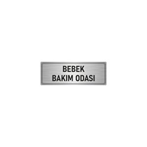 Metal Yönlendirme Levhası, Departman Kapı İsimliği Bebek Bakım Odası 5x20 Cm Gümüş Renk