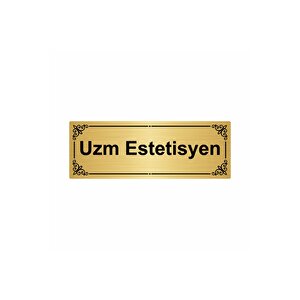 Uzm Estetisyen 7x20cm Altın Renk Metal Yönlendirme Levhası