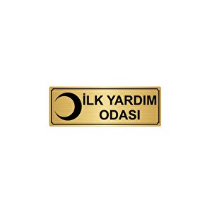 İlk Yardim Odasi Yönlendi̇rme Levhasi 7cmx20cm Altin Renk Metal