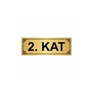 2.kat  7x20cm Altın Renk Metal Yönlendirme Levhası