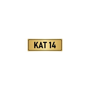 Metal Yönlendirme Levhası, Departman Kapı İsimliği Kat 14 10x20 Cm Altın Renk