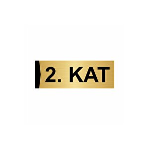 2.kat  7x20cm Altın Renk Metal Yönlendirme Levhası
