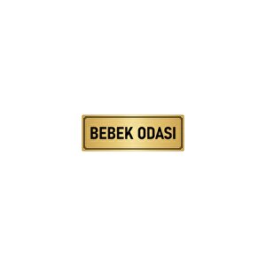 Metal Yönlendirme Levhası, Departman Kapı İsimliği Bebek Odası 5x20 Cm Altın Renk