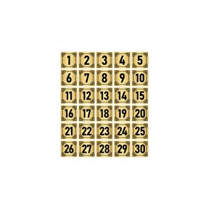 Metal Kapı Masa Dolap Numara Levhası 7x7cm Altın Renk 30 Adet (1…30)