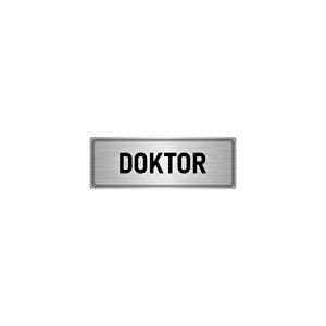 Metal Yönlendirme Levhası, Departman Kapı İsimliği Doktor 7x20 Cm Gümüş Renk