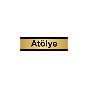 Atölye 10x20cm Altın Renk Metal Yönlendirme Levhası