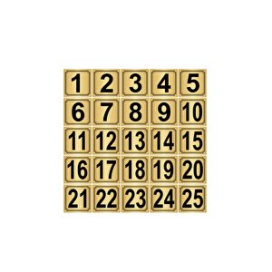 Metal Kapı,masa,dolap Numarası 10cmx10cm 25 Adet (1.25) Altın Renk Metal