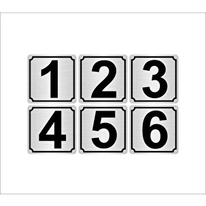 Metal Kapı,masa,dolap Numarası 4cmx4cm 6 Adet (1…6) Gümüş Renk Metal