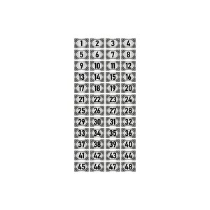 Metal Kapı Masa Dolap Numara Levhası 5x7cm Gümüş Renk 48 Adet (1…48)