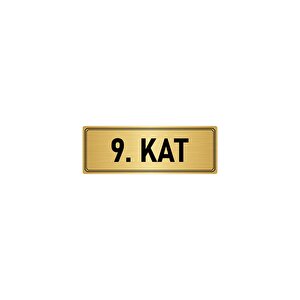 Metal Yönlendirme Levhası, Departman Kapı İsimliği 9. Kat 10x20 Cm Altın Renk