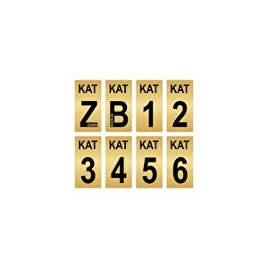 Apartman Bina Kat Numarası Levhası 5x10 Cm Altın Renk